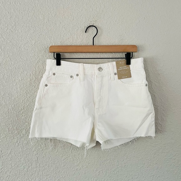 Madewell Pants - Madewell Relaxed White Cut Off Denim Shorts